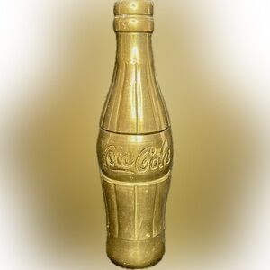 Vintage Coca Cola Brass Bottle Paperweight Vase Decor